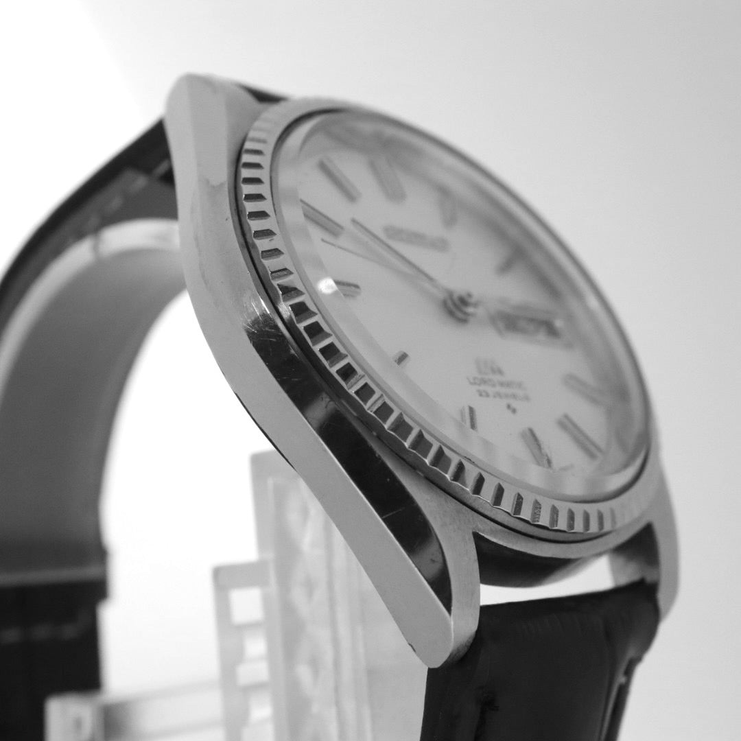 【稼働品/新品ベルト】 seiko セイコー ロードマチック 5606-7080 自動巻き 23石 腕時計 メンズ デイデイト 漢字曜日 シルバー文字盤 フル―テッドベゼル ビンテージ アンティーク クラシック ドレスウォッチ クリーニング済 G1