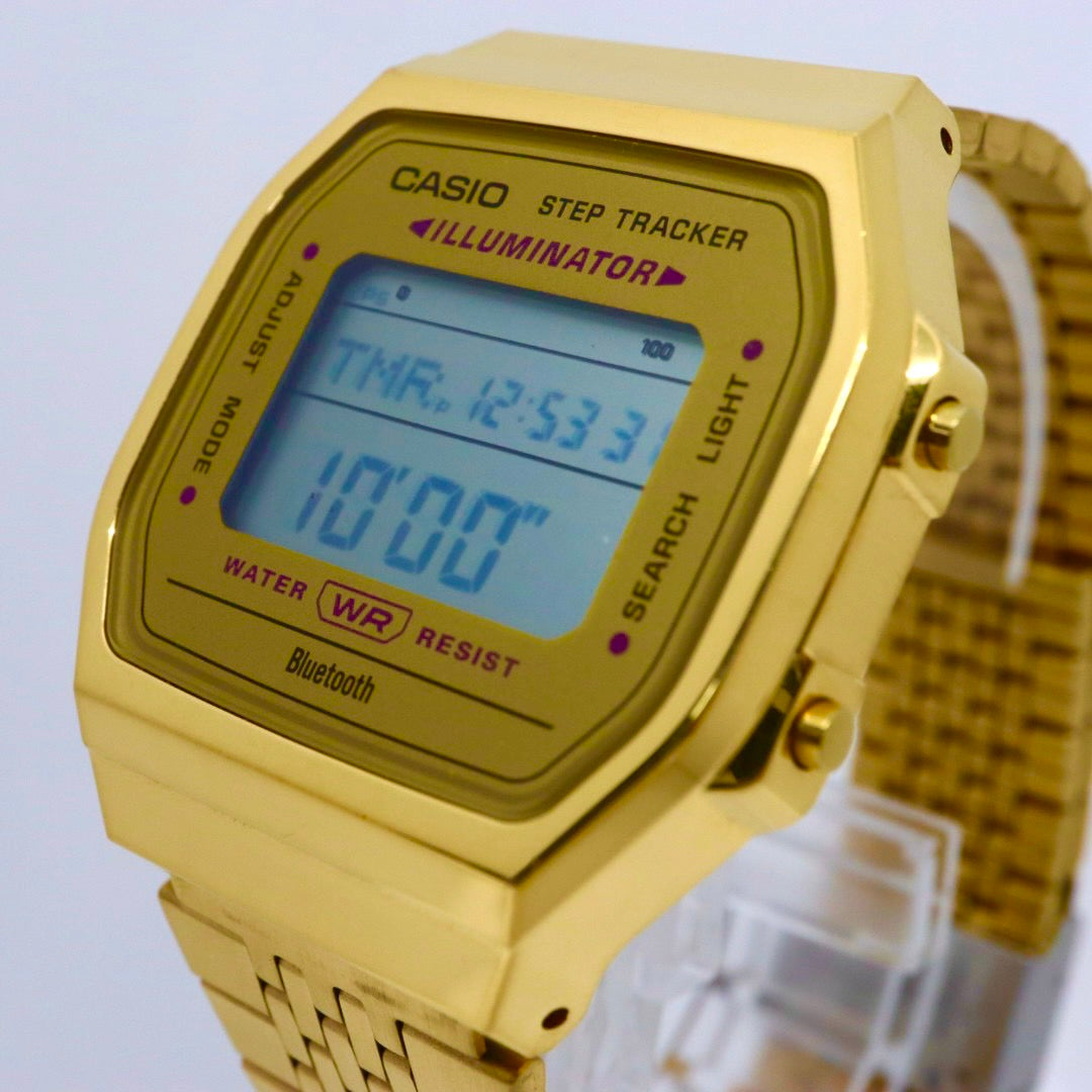 【美品/電池交換済】カシオ 腕時計 ABL-100WEG-9AJF メンズ レディース ゴールド デジタル Bluetooth ステップトラッカー Y2K 00s チープカシオ クラシック ヴィンテージ レトロデザイン スクエア 多機能 クリーニング済 G1