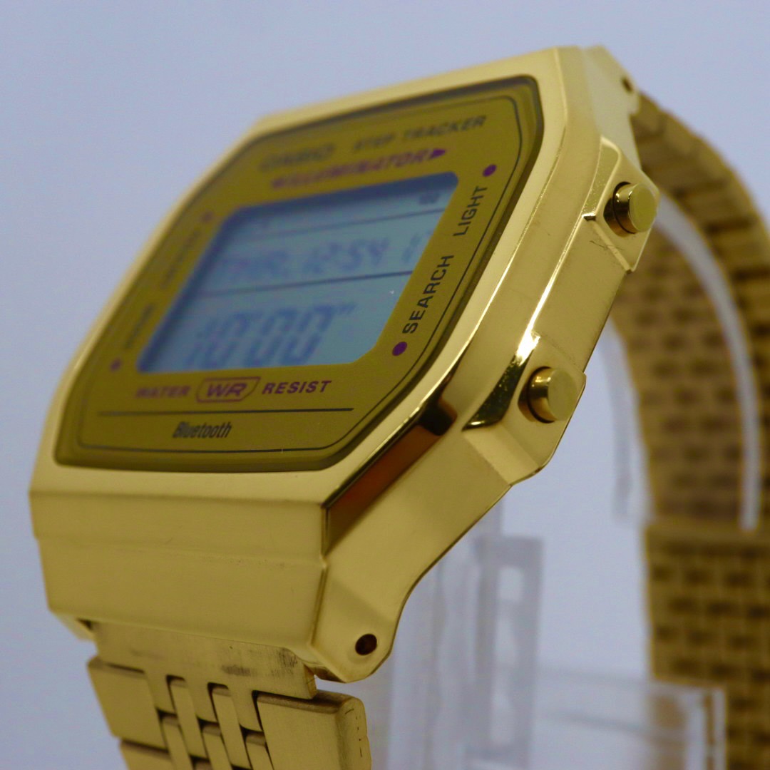 【美品/電池交換済】カシオ 腕時計 ABL-100WEG-9AJF メンズ レディース ゴールド デジタル Bluetooth ステップトラッカー Y2K 00s チープカシオ クラシック ヴィンテージ レトロデザイン スクエア 多機能 クリーニング済 G1