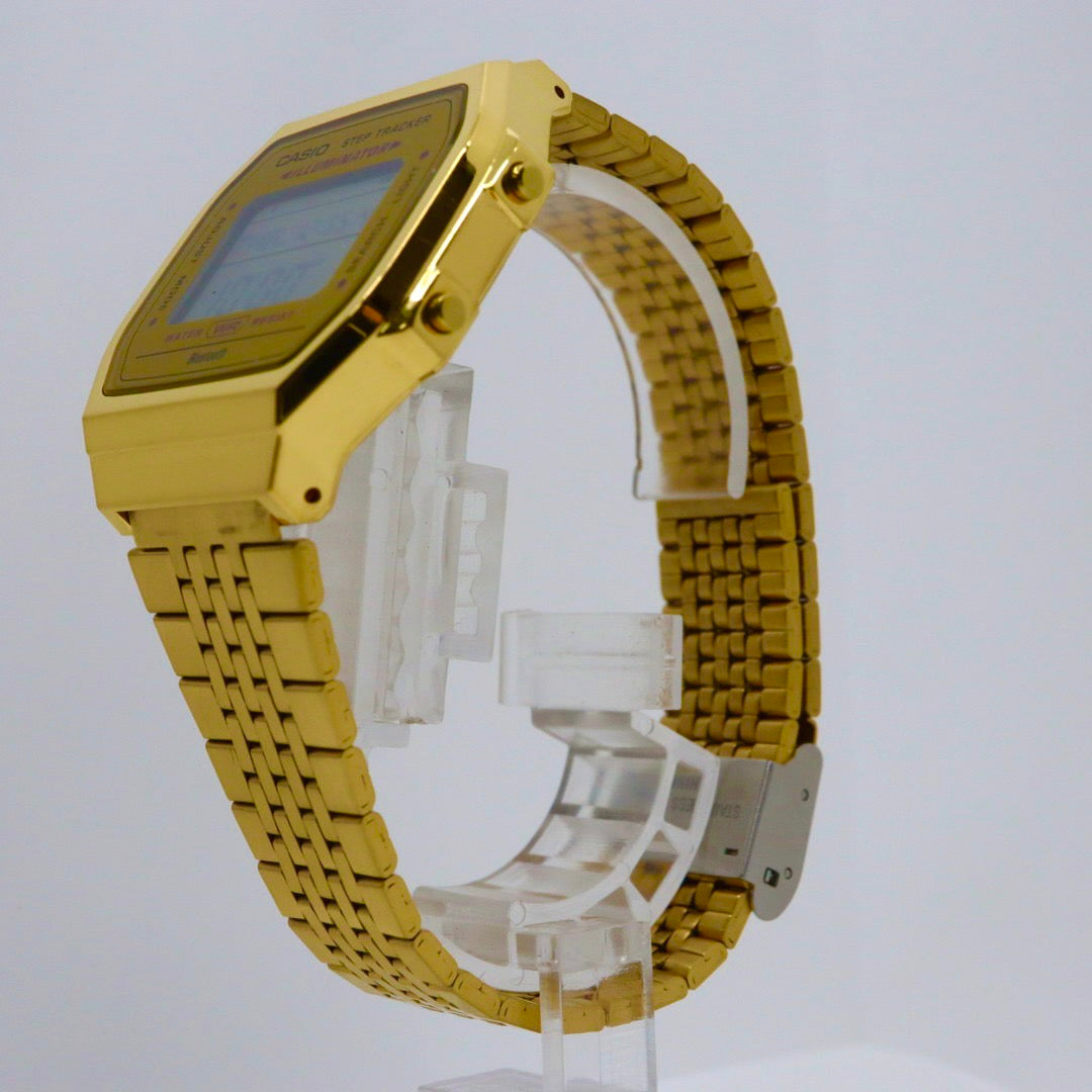 【美品/電池交換済】カシオ 腕時計 ABL-100WEG-9AJF メンズ レディース ゴールド デジタル Bluetooth ステップトラッカー Y2K 00s チープカシオ クラシック ヴィンテージ レトロデザイン スクエア 多機能 クリーニング済 G1