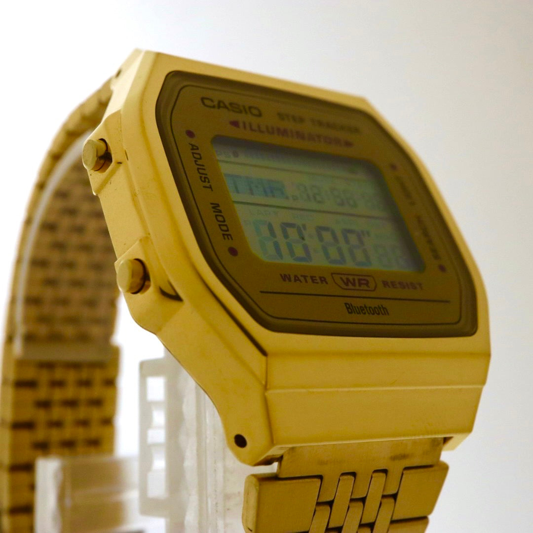 【美品/電池交換済】カシオ 腕時計 ABL-100WEG-9AJF メンズ レディース ゴールド デジタル Bluetooth ステップトラッカー Y2K 00s チープカシオ クラシック ヴィンテージ レトロデザイン スクエア 多機能 クリーニング済 G1