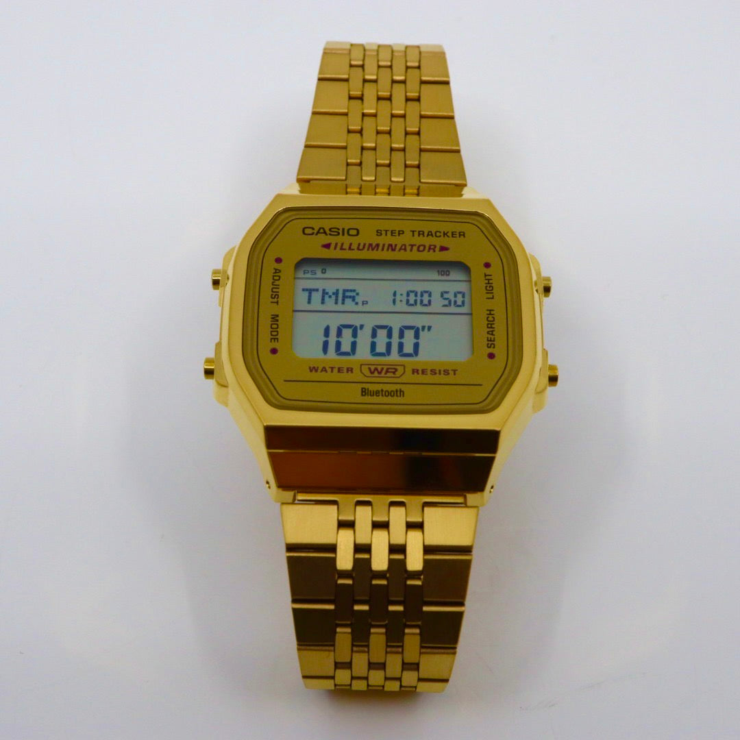 【美品/電池交換済】カシオ 腕時計 ABL-100WEG-9AJF メンズ レディース ゴールド デジタル Bluetooth ステップトラッカー Y2K 00s チープカシオ クラシック ヴィンテージ レトロデザイン スクエア 多機能 クリーニング済 G1