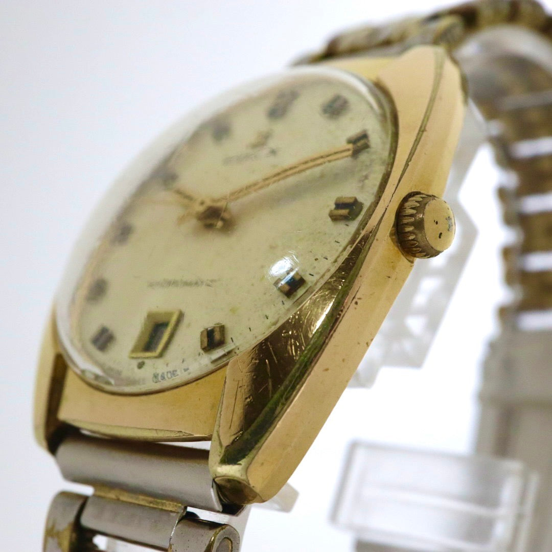 【希少品/稼働品/ヴィンテージ】エドックス EDOX ハイドロマチック 腕時計 メンズ 自動巻き ゴールド シルバー コンビ デイト表示 ラウンド アナログ アンティーク クラシック レトロ スイス製 希少モデル クリーニング済 G1