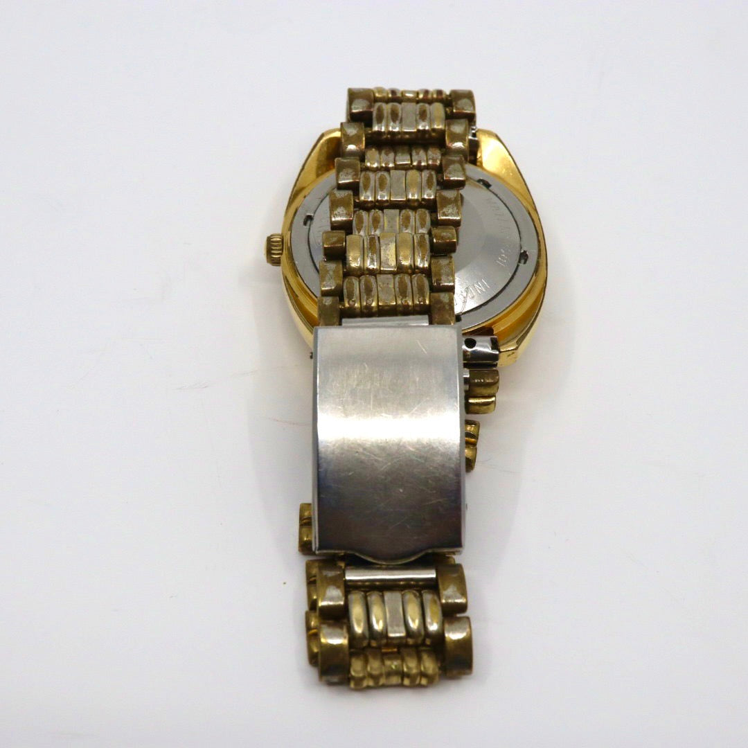 【希少品/稼働品/ヴィンテージ】エドックス EDOX ハイドロマチック 腕時計 メンズ 自動巻き ゴールド シルバー コンビ デイト表示 ラウンド アナログ アンティーク クラシック レトロ スイス製 希少モデル クリーニング済 G1