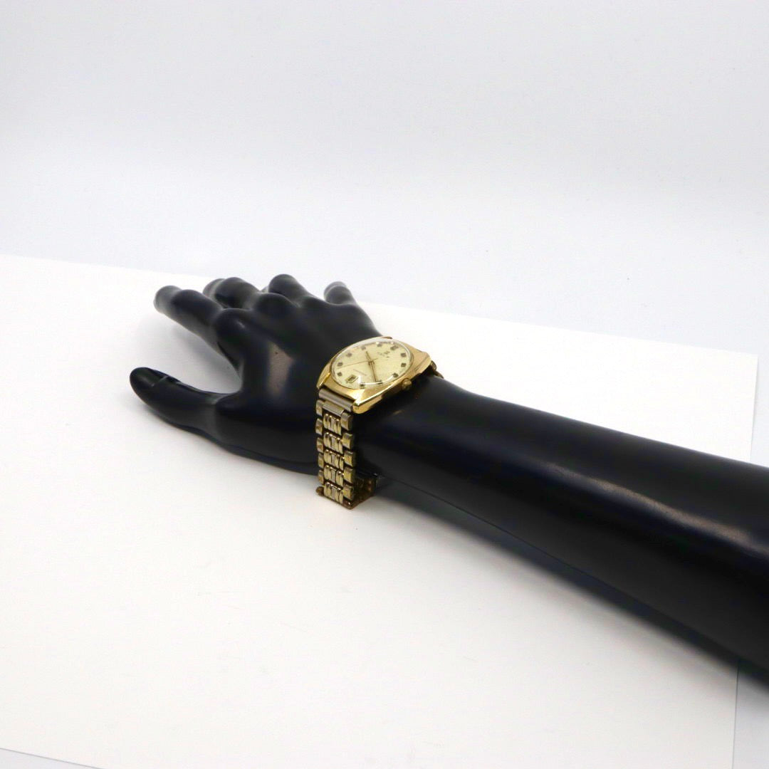 【希少品/稼働品/ヴィンテージ】エドックス EDOX ハイドロマチック 腕時計 メンズ 自動巻き ゴールド シルバー コンビ デイト表示 ラウンド アナログ アンティーク クラシック レトロ スイス製 希少モデル クリーニング済 G1