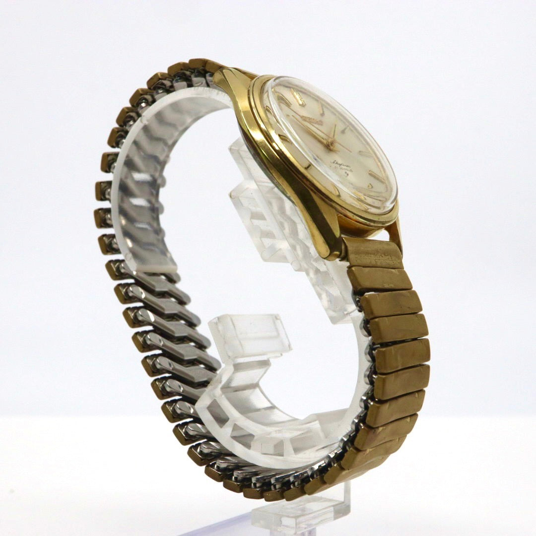 【稼働品／ヴィンテージ】 SEIKO セイコー スカイライナー 腕時計 6100-8000 メンズ 手巻き 21石 ゴールド文字盤 アナログ ラウンド ドレスウォッチ アンティーク クラシック レトロ 希少モデル クリーニング済 G1