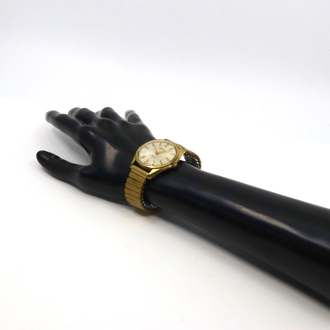 【稼働品／ヴィンテージ】 SEIKO セイコー スカイライナー 腕時計 6100-8000 メンズ 手巻き 21石 ゴールド文字盤 アナログ ラウンド ドレスウォッチ アンティーク クラシック レトロ 希少モデル クリーニング済 G1