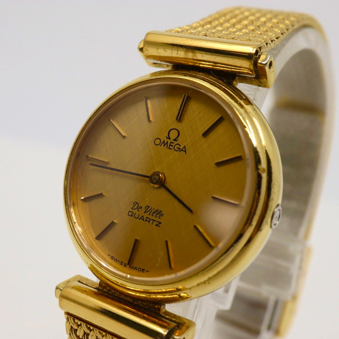 オメガ OMEGA デビル クオーツ ゴールドカラー レディース 腕時計 ゴールド文字盤 電池交換済 ラウンドフェイス アナログ ヴィンテージ レトロ アンティーク G1