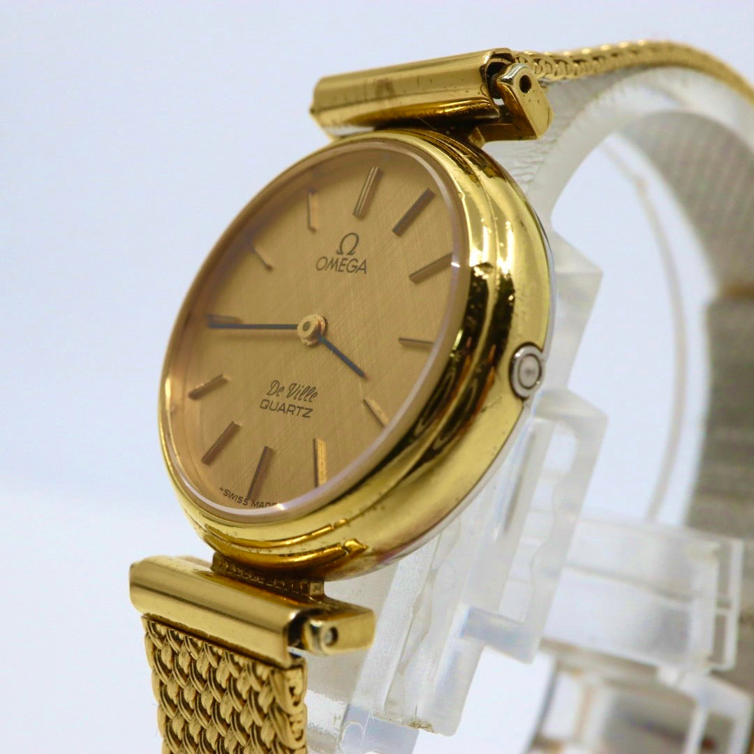 オメガ OMEGA デビル クオーツ ゴールドカラー レディース 腕時計 ゴールド文字盤 電池交換済 ラウンドフェイス アナログ ヴィンテージ レトロ アンティーク G1