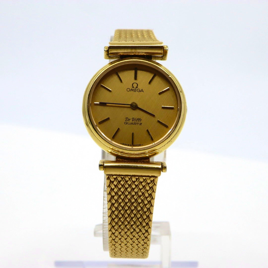 オメガ OMEGA デビル クオーツ ゴールドカラー レディース 腕時計 ゴールド文字盤 電池交換済 ラウンドフェイス アナログ ヴィンテージ レトロ アンティーク G1