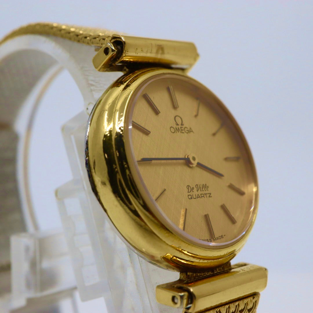 オメガ OMEGA デビル クオーツ ゴールドカラー レディース 腕時計 ゴールド文字盤 電池交換済 ラウンドフェイス アナログ ヴィンテージ レトロ アンティーク G1