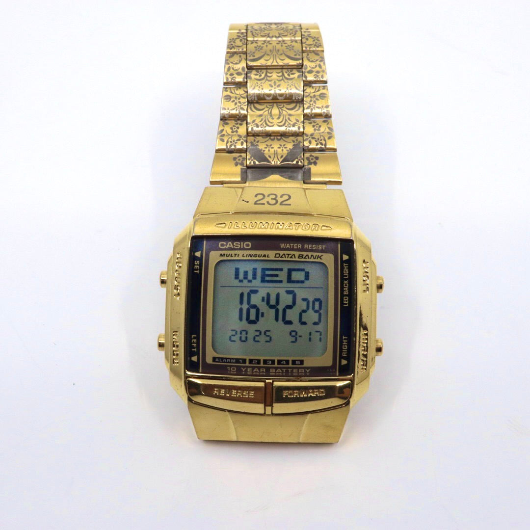 美品 電池交換済み CASIO カシオ DATA BANK データバンク DB-360 ゴールド デジタル 腕時計 Y2K 00s archive シエラレオネコラボ 稼働品 G1