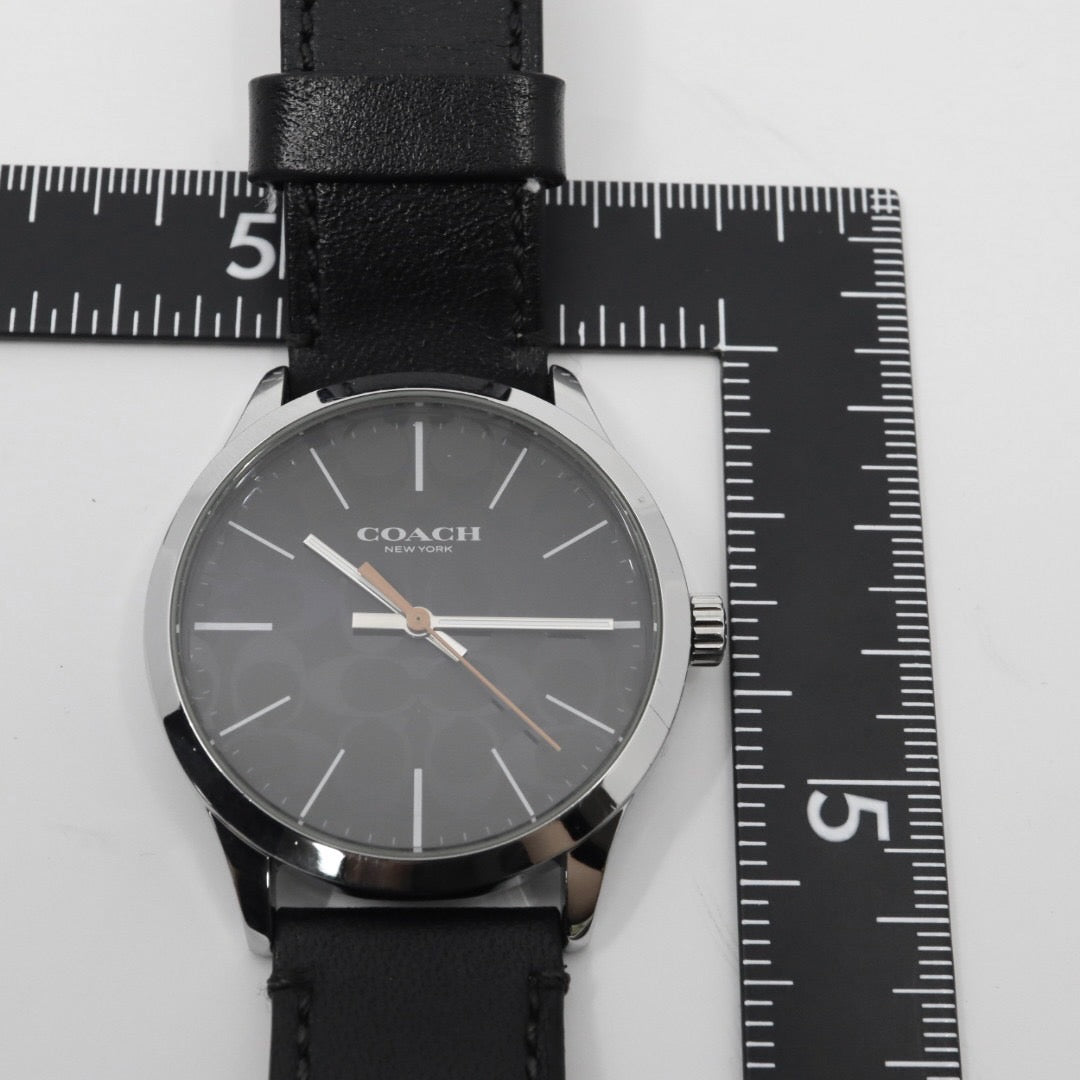 美品 コーチ COACH 腕時計 バクスターウォッチ シグネチャー 黒文字盤 レザーベルト クォーツ アナログ メンズ レディース ブラック 3気圧防水 稼働品 電池交換済 CA.118.2.112.1640 G1