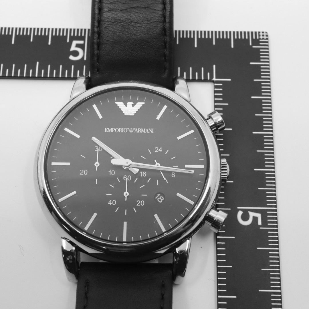 エンポリオアルマーニ EMPORIO ARMANI 腕時計 メンズ ブラック クラシック クォーツ クロノグラフ レザー ウォッチ シンプル 高級感 G1