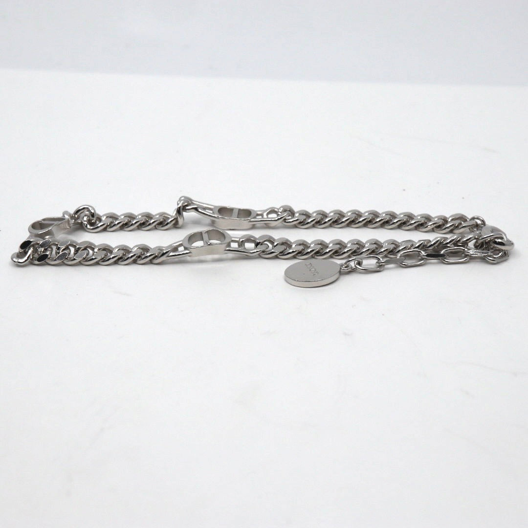 クリスチャンディオール Christian Dior CD ロゴ チェーン ブレスレット バングル シルバー アクセサリー 現行ロゴ ユニセックス I5