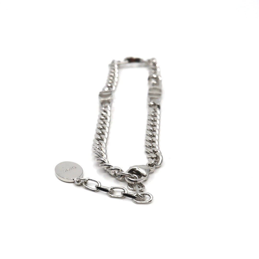 クリスチャンディオール Christian Dior CD ロゴ チェーン ブレスレット バングル シルバー アクセサリー 現行ロゴ ユニセックス I5
