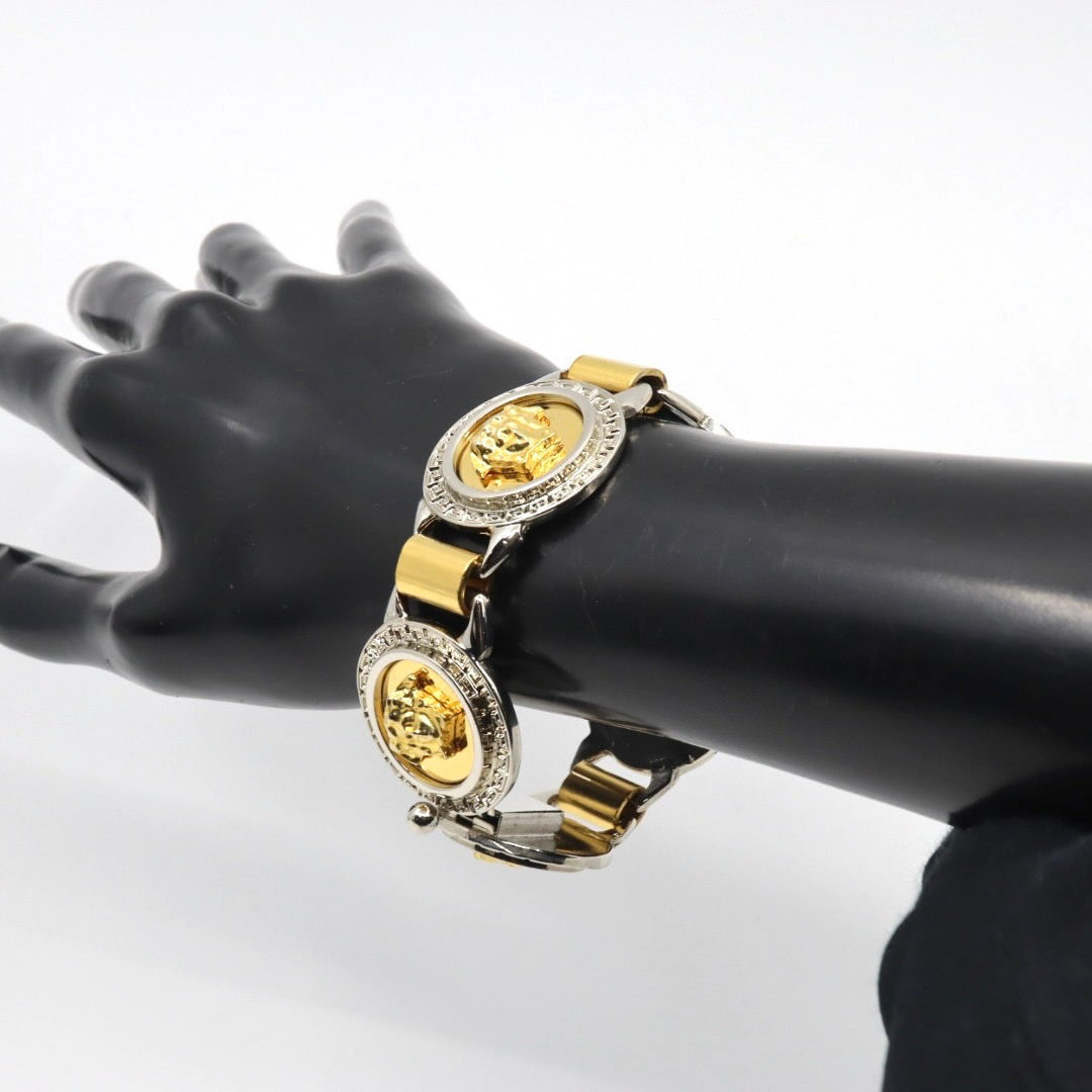ヴェルサーチ VERSACE メデューサ ブレスレット バングル バイカラー ゴールド シルバー アクセサリー I5