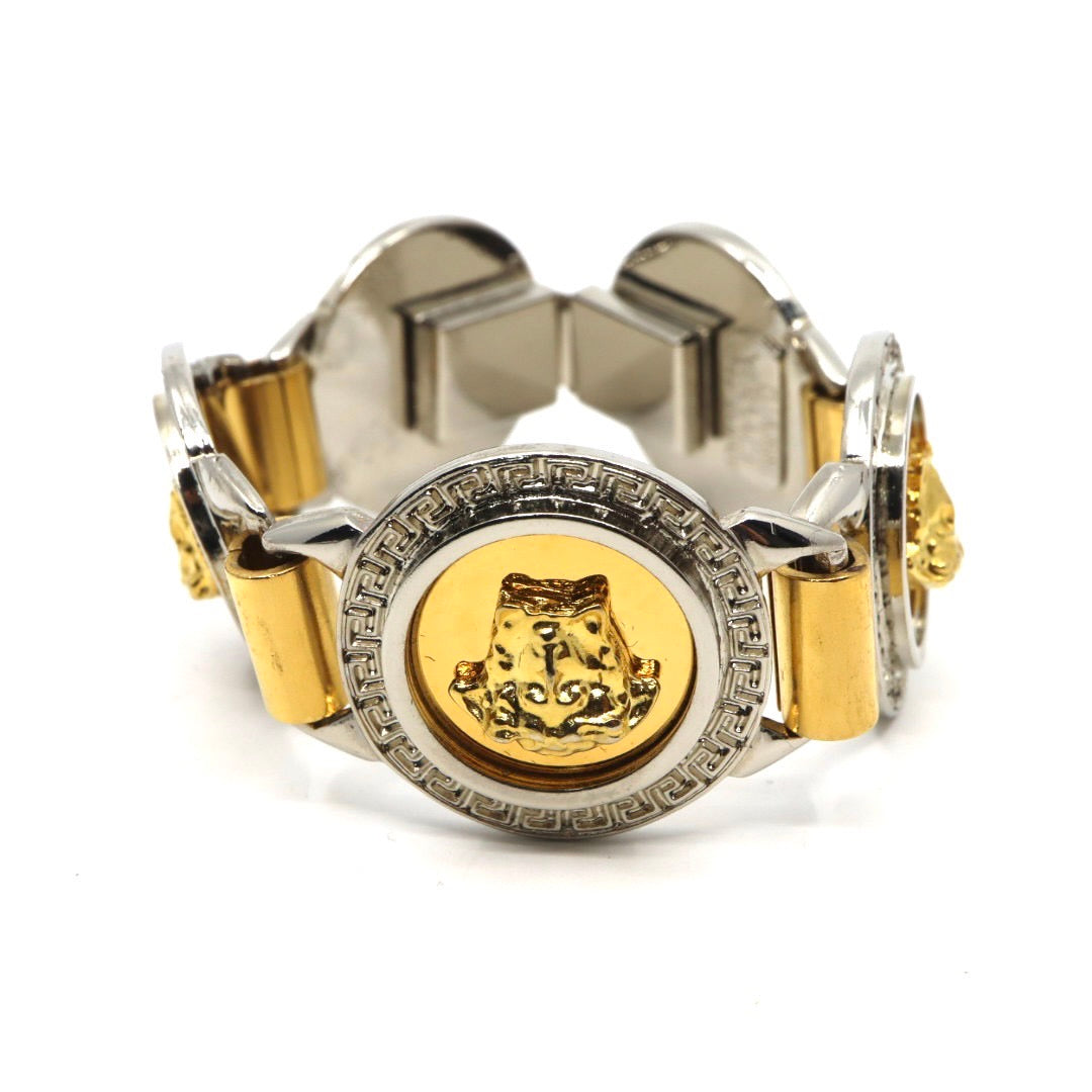 ヴェルサーチ VERSACE メデューサ ブレスレット バングル バイカラー ゴールド シルバー アクセサリー I5