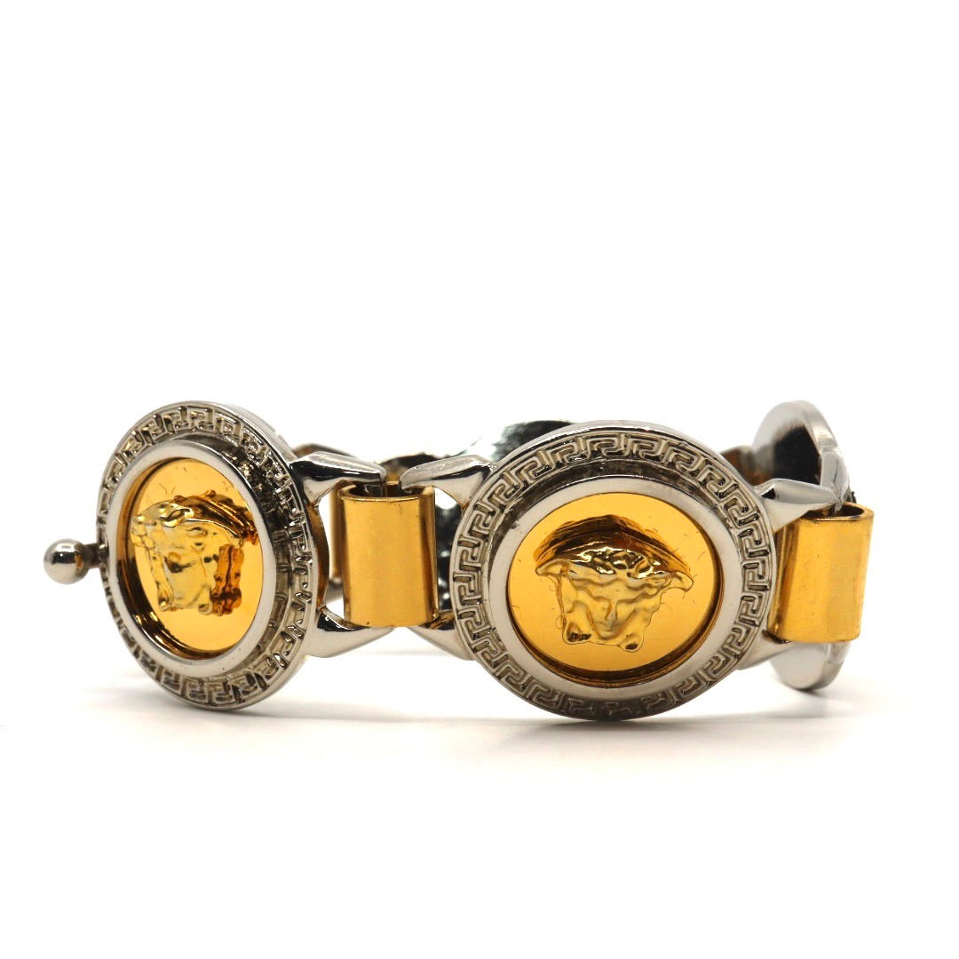 ヴェルサーチ VERSACE メデューサ ブレスレット バングル バイカラー ゴールド シルバー アクセサリー I5