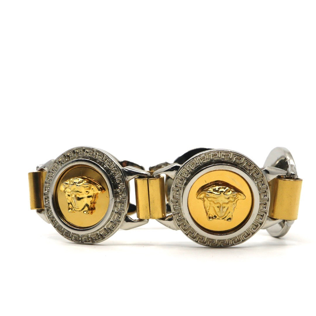 ヴェルサーチ VERSACE メデューサ ブレスレット バングル バイカラー ゴールド シルバー アクセサリー I5