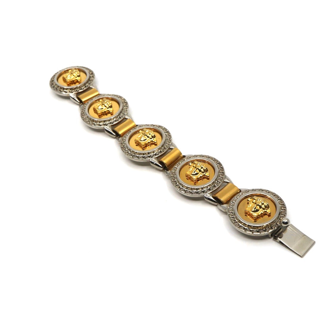 ヴェルサーチ VERSACE メデューサ ブレスレット バングル バイカラー ゴールド シルバー アクセサリー I5