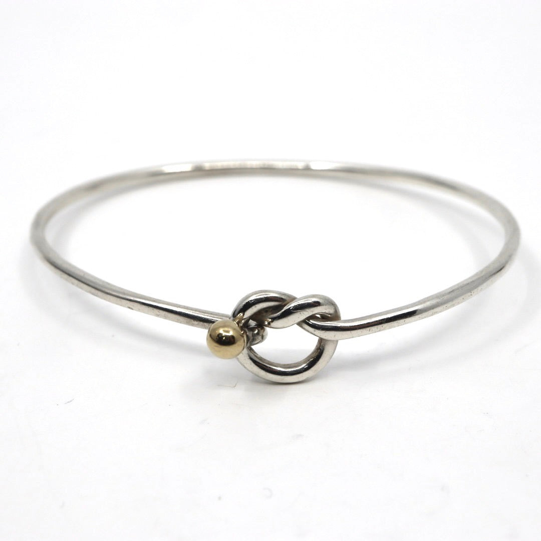 ティファニー Tiffany&Co. ラブノット バングル ブレスレット SV925 コンビ シルバー ゴールド I6