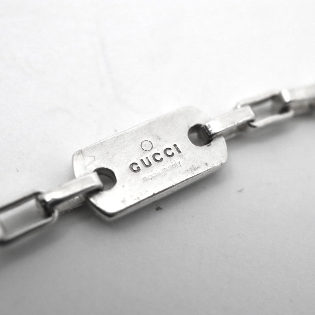 グッチ GUCCI ヴィンテージ シルバー925 チェーンネックレス スクエアリンク スターリングシルバー イタリア製 I6