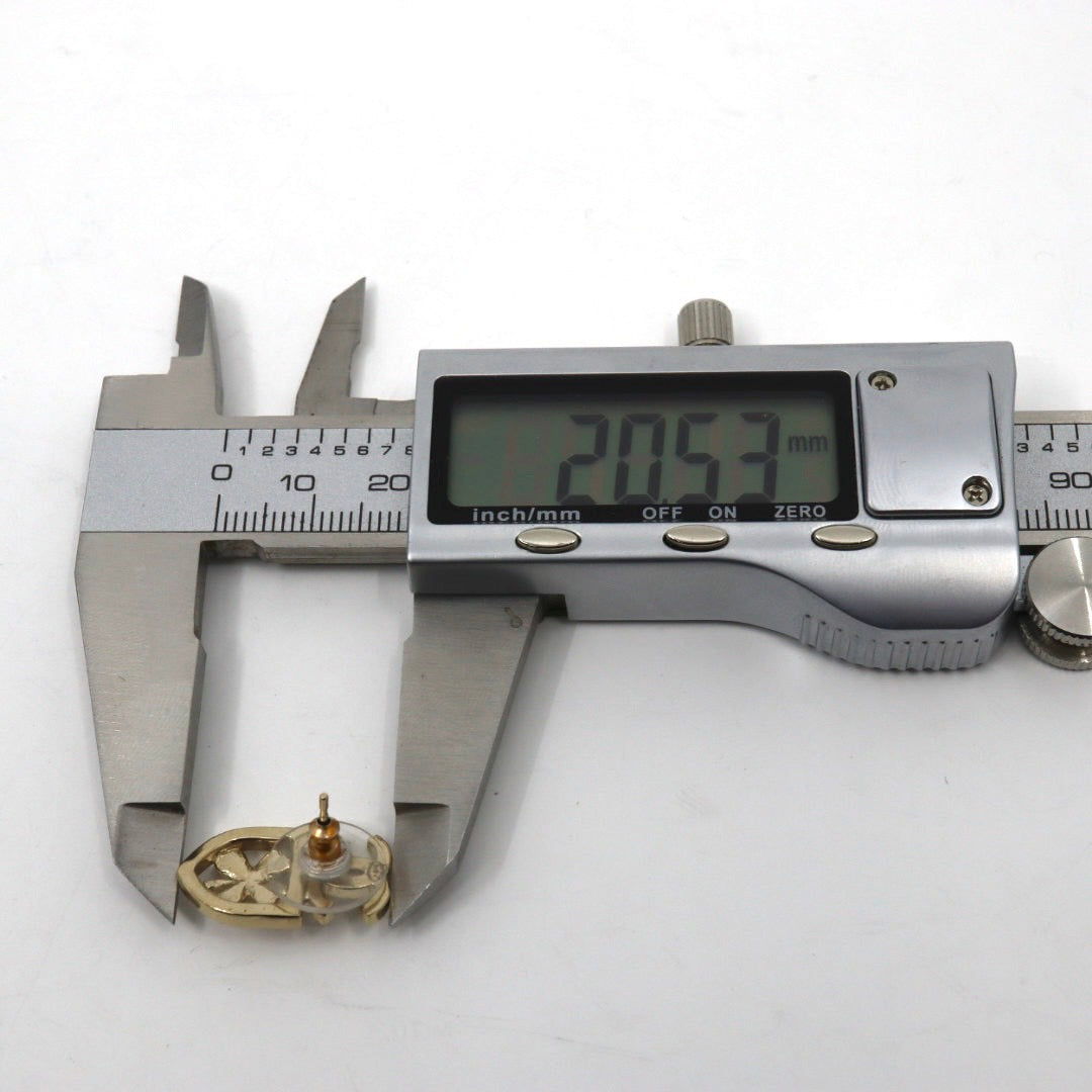 シャネル CHANEL ヴィンテージ ピアス ココマーク クローバー モチーフ ラインストーン ゴールド I6