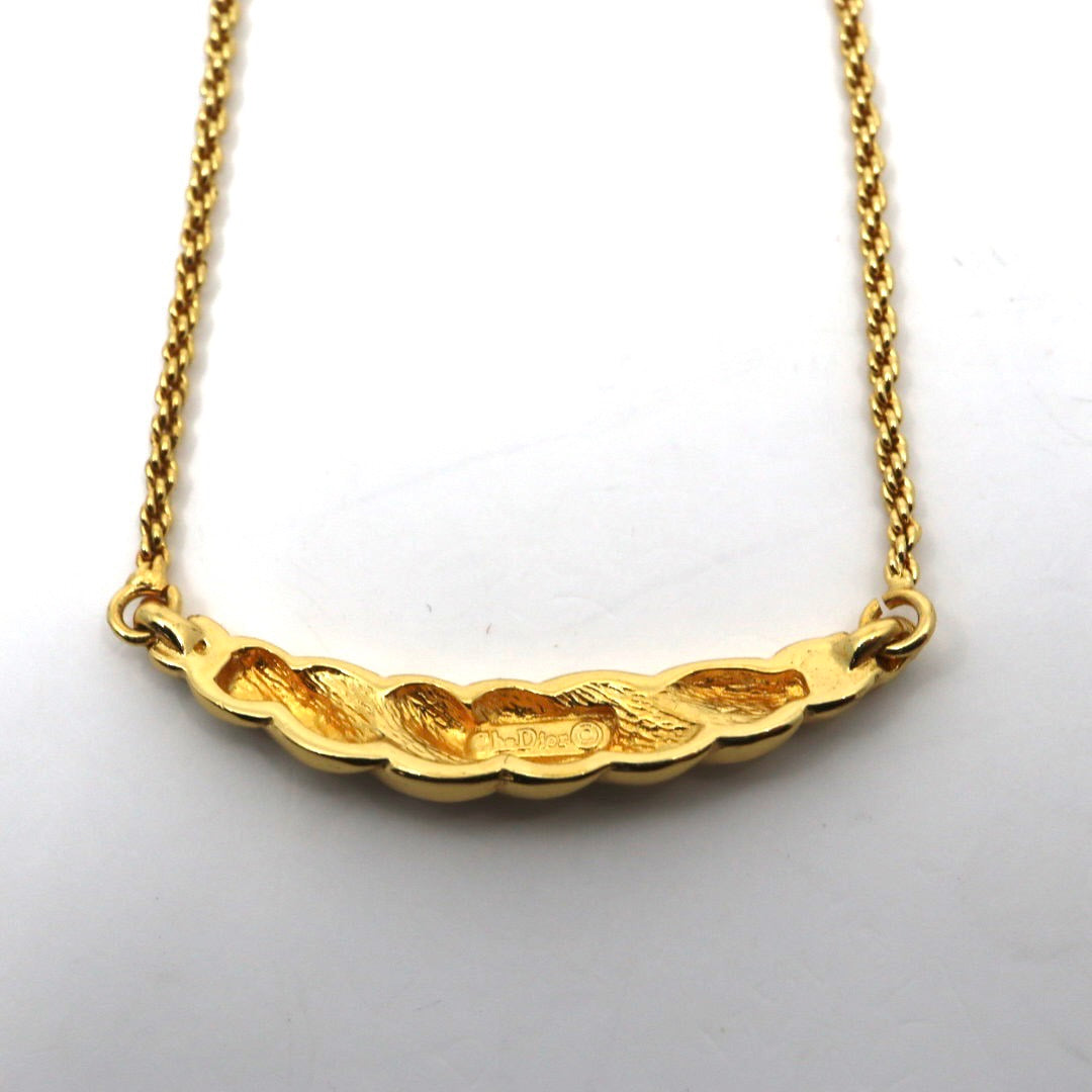 クリスチャンディオール Christian Dior ヴィンテージ ネックレス 金 ゴールド ツイスト バー ラインストーン アクセサリー I6