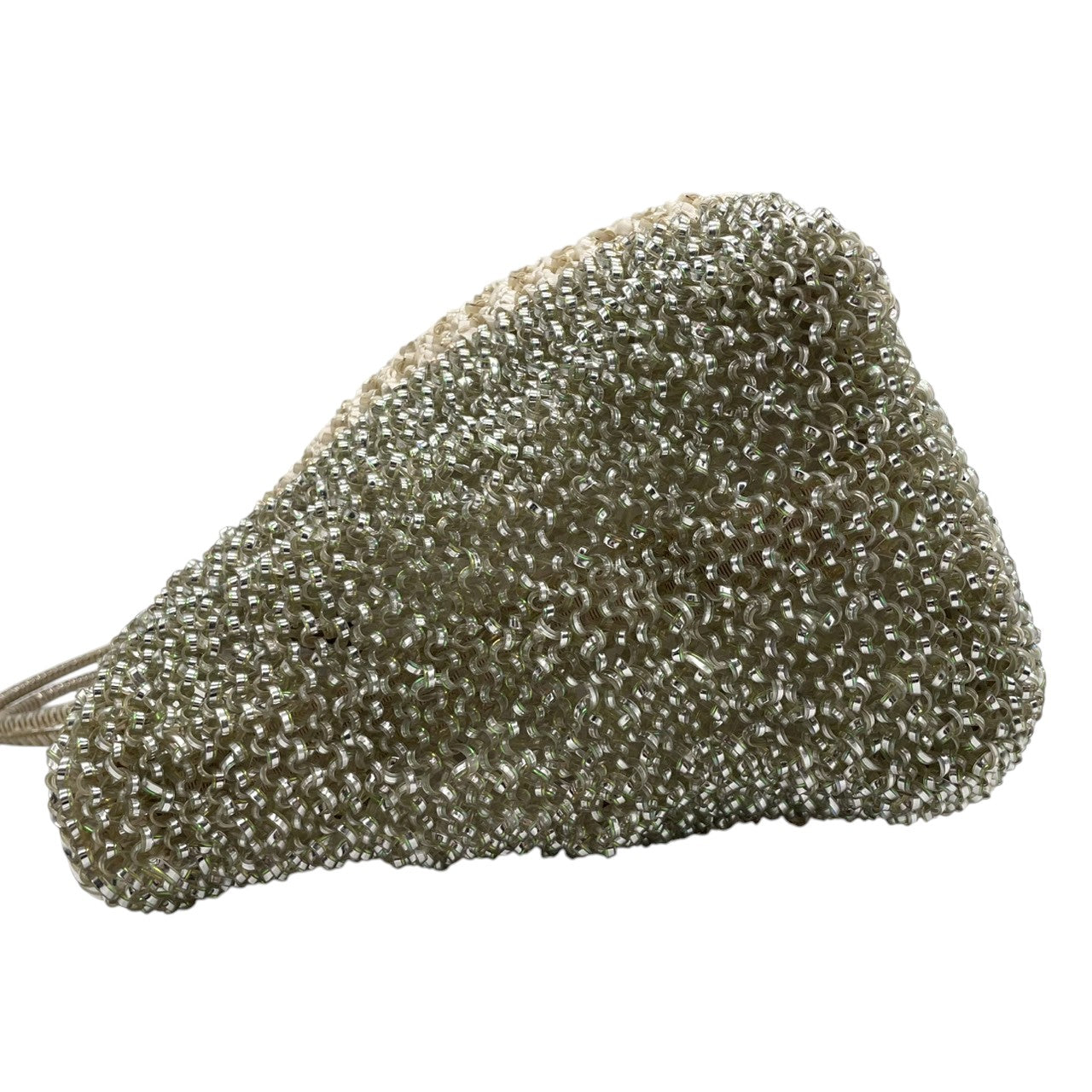 美品 アンテプリマ ANTEPRIMA ワイヤーバッグ トートバッグ ハンドバッグ バイカラー グリーン シルバー系 PVCワイヤー キラキラ 手編み レディース エレガント フェミニン パーティーバッグ デイリーユース 大容量 クリーニング済み s39