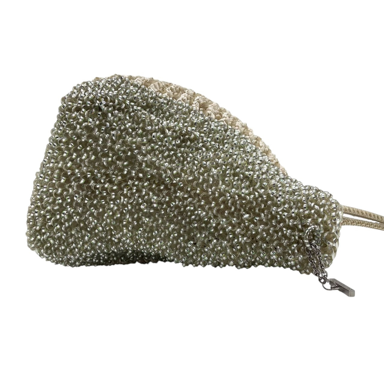 美品 アンテプリマ ANTEPRIMA ワイヤーバッグ トートバッグ ハンドバッグ バイカラー グリーン シルバー系 PVCワイヤー キラキラ 手編み レディース エレガント フェミニン パーティーバッグ デイリーユース 大容量 クリーニング済み s39