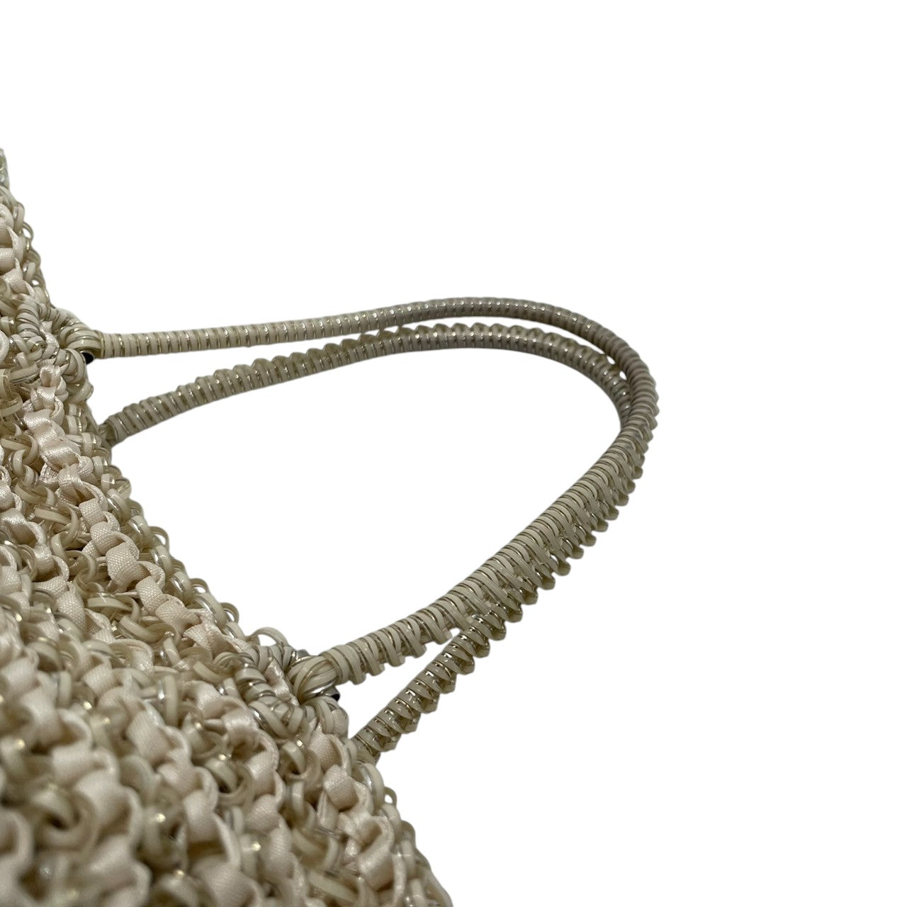 美品 アンテプリマ ANTEPRIMA ワイヤーバッグ トートバッグ ハンドバッグ バイカラー グリーン シルバー系 PVCワイヤー キラキラ 手編み レディース エレガント フェミニン パーティーバッグ デイリーユース 大容量 クリーニング済み s39