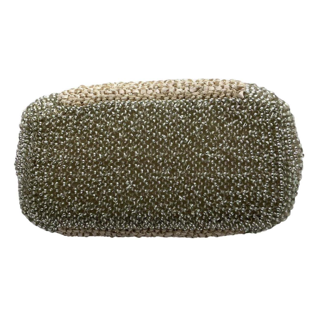 美品 アンテプリマ ANTEPRIMA ワイヤーバッグ トートバッグ ハンドバッグ バイカラー グリーン シルバー系 PVCワイヤー キラキラ 手編み レディース エレガント フェミニン パーティーバッグ デイリーユース 大容量 クリーニング済み s39