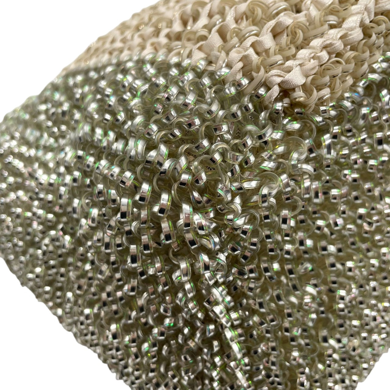 美品 アンテプリマ ANTEPRIMA ワイヤーバッグ トートバッグ ハンドバッグ バイカラー グリーン シルバー系 PVCワイヤー キラキラ 手編み レディース エレガント フェミニン パーティーバッグ デイリーユース 大容量 クリーニング済み s39