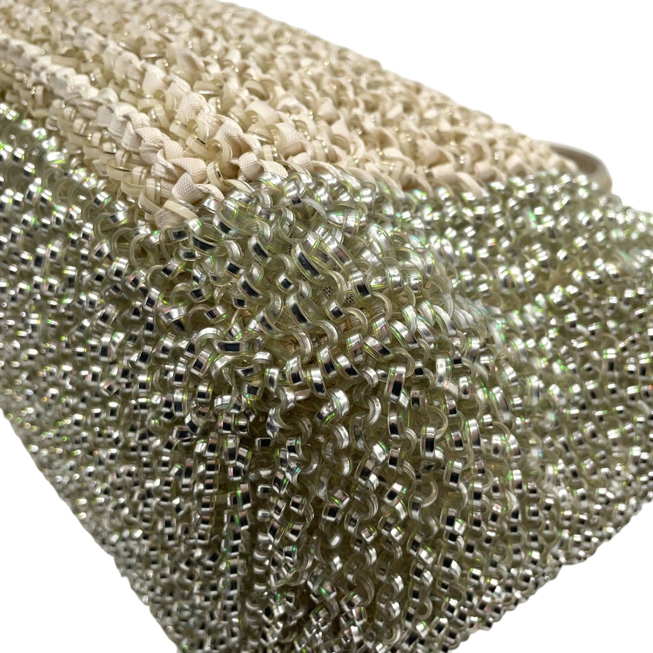 美品 アンテプリマ ANTEPRIMA ワイヤーバッグ トートバッグ ハンドバッグ バイカラー グリーン シルバー系 PVCワイヤー キラキラ 手編み レディース エレガント フェミニン パーティーバッグ デイリーユース 大容量 クリーニング済み s39