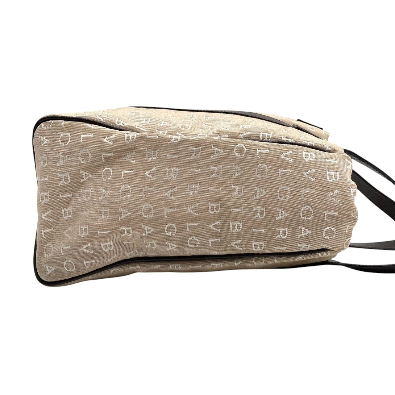 BVLGARI ブルガリ トートバッグ ロゴマニア ハンドバッグ キャンバス レザー ベージュ ブラウン レディース 大容量 A4収納可 肩掛け可 ワンショルダー ビジネス 通勤 通学 高級 クラシック エレガント 定番 人気モデル クリーニング済み A5