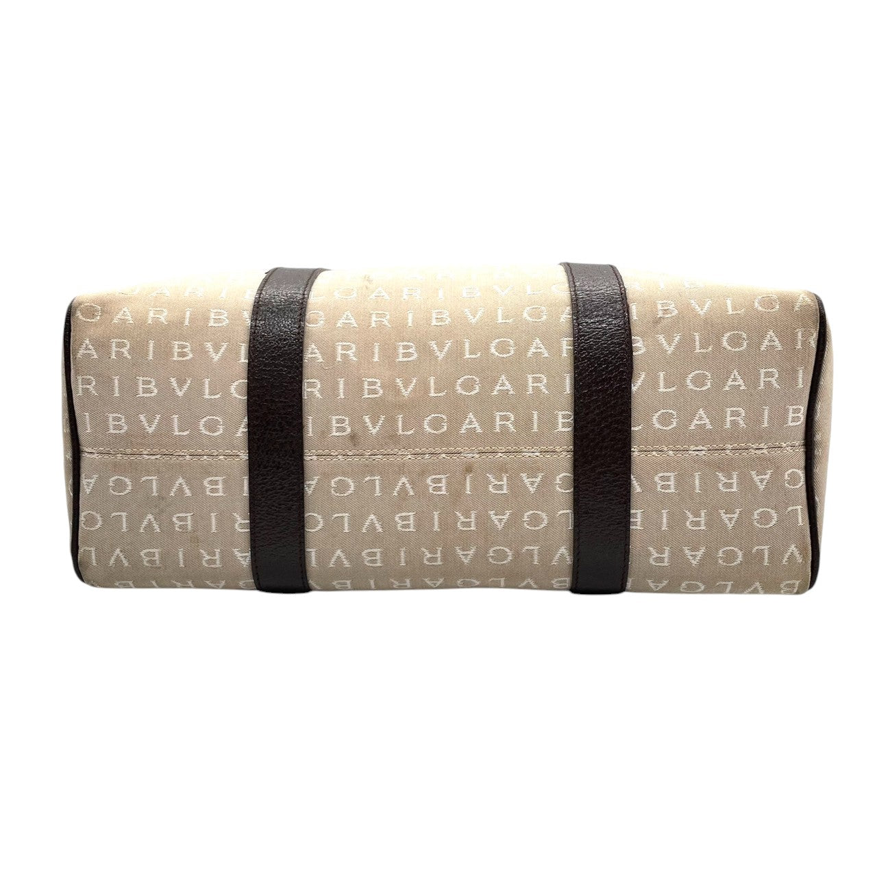 BVLGARI ブルガリ トートバッグ ロゴマニア ハンドバッグ キャンバス レザー ベージュ ブラウン レディース 大容量 A4収納可 肩掛け可 ワンショルダー ビジネス 通勤 通学 高級 クラシック エレガント 定番 人気モデル クリーニング済み A5