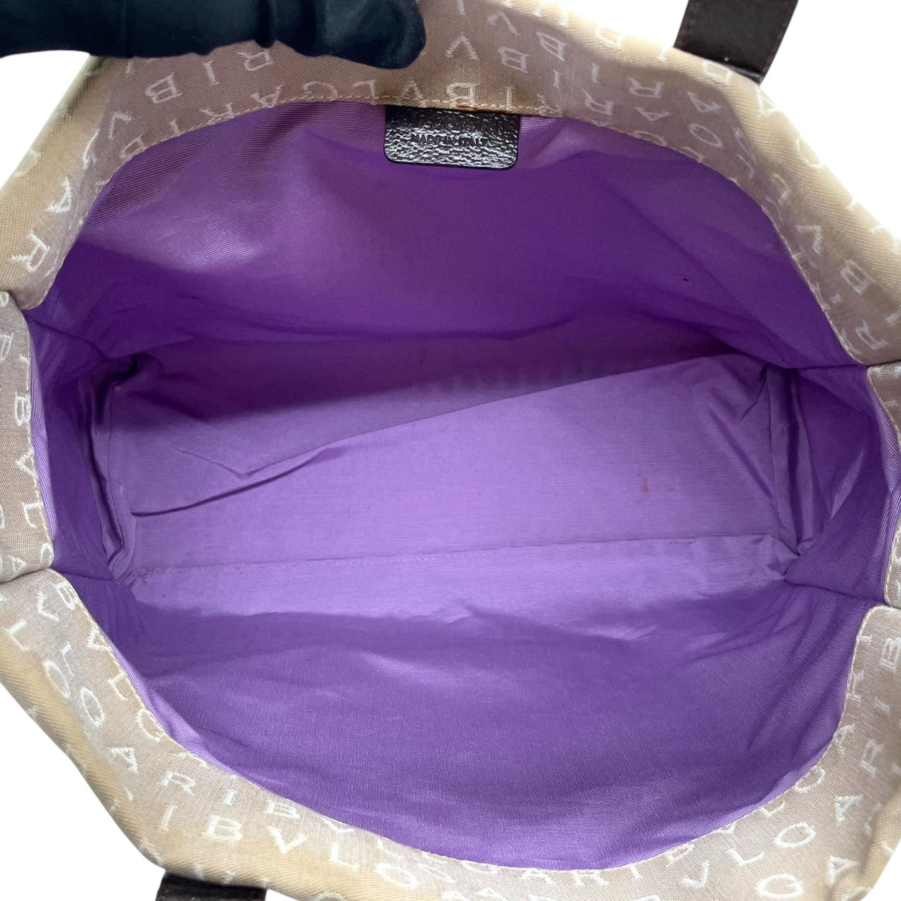 BVLGARI ブルガリ トートバッグ ロゴマニア ハンドバッグ キャンバス レザー ベージュ ブラウン レディース 大容量 A4収納可 肩掛け可 ワンショルダー ビジネス 通勤 通学 高級 クラシック エレガント 定番 人気モデル クリーニング済み A5