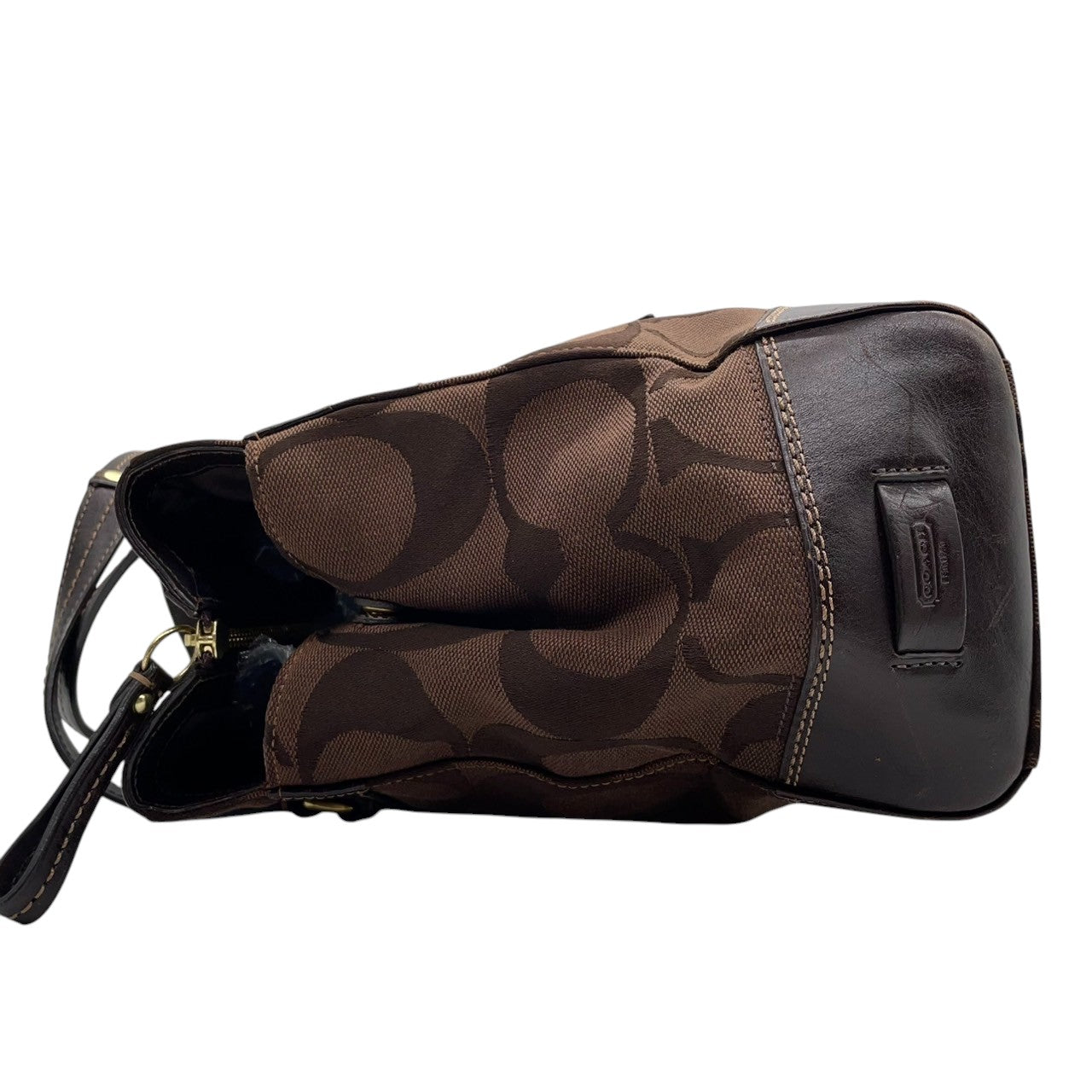 COACH コーチ トートバッグ ハンドバッグ シグネチャー 11072 キャンバス ブラウン レディース ターンロック 肩掛け可 ワンショルダー A4収納可 大容量 通勤 通学 デイリーユース クラシック エレガント 人気モデル クリーニング済み s43