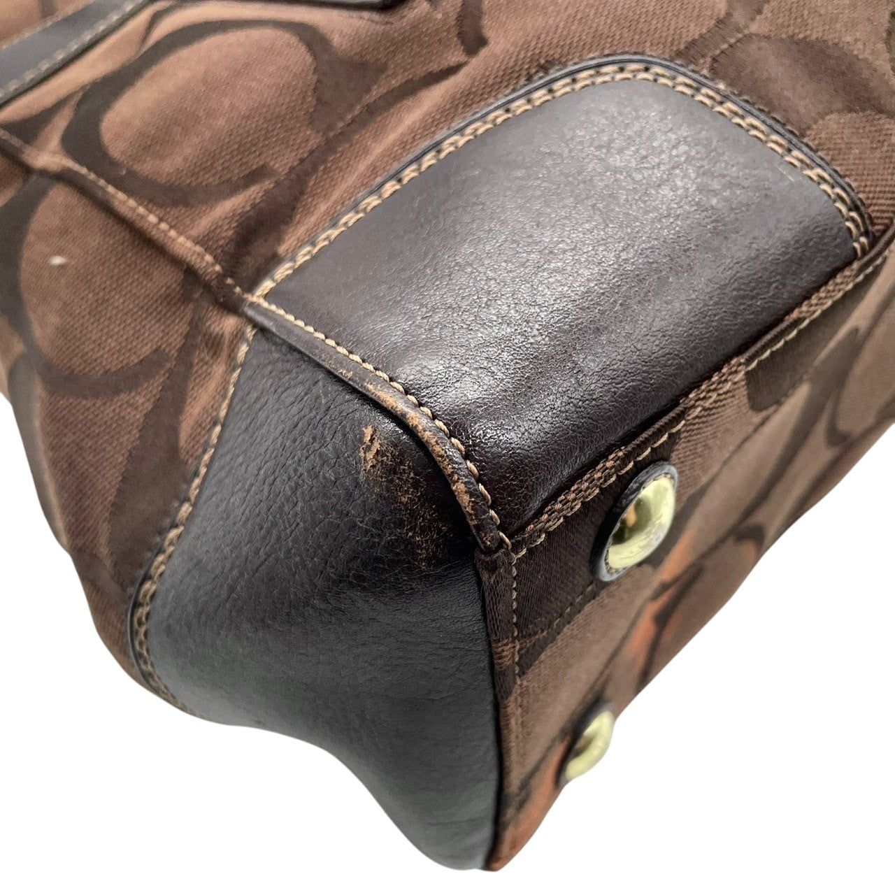 COACH コーチ トートバッグ ハンドバッグ シグネチャー 11072 キャンバス ブラウン レディース ターンロック 肩掛け可 ワンショルダー A4収納可 大容量 通勤 通学 デイリーユース クラシック エレガント 人気モデル クリーニング済み s43