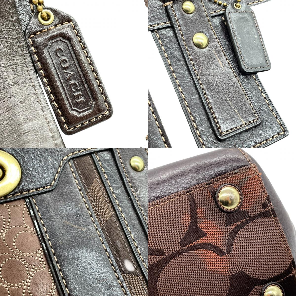 COACH コーチ トートバッグ ハンドバッグ シグネチャー 11072 キャンバス ブラウン レディース ターンロック 肩掛け可 ワンショルダー A4収納可 大容量 通勤 通学 デイリーユース クラシック エレガント 人気モデル クリーニング済み s43