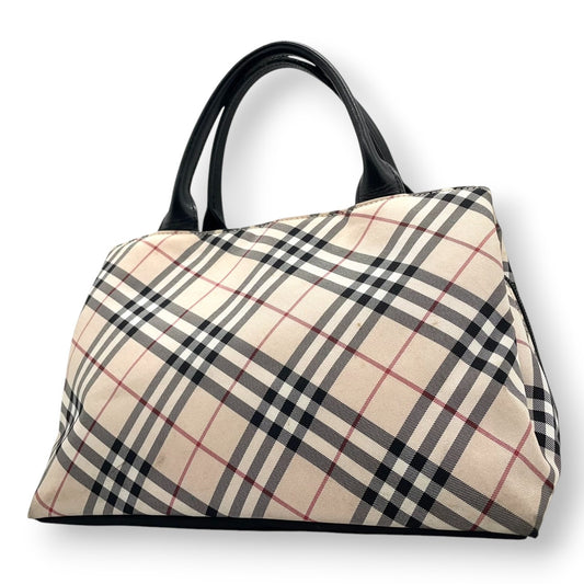 BURBERRY BLUE LABEL バーバリーブルーレーベル ハンドバッグ トートバッグ ノバチェック ナイロンキャンバス レザー ベージュ ブラック レディース ミニトート コンパクト クラシック エレガント デイリーユース クリーニング済み s43