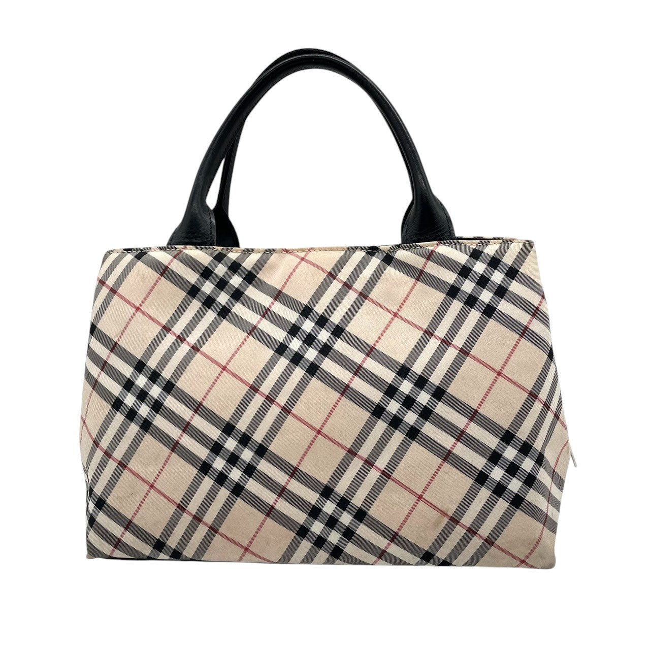 BURBERRY BLUE LABEL バーバリーブルーレーベル ハンドバッグ トートバッグ ノバチェック ナイロンキャンバス レザー ベージュ ブラック レディース ミニトート コンパクト クラシック エレガント デイリーユース クリーニング済み s43