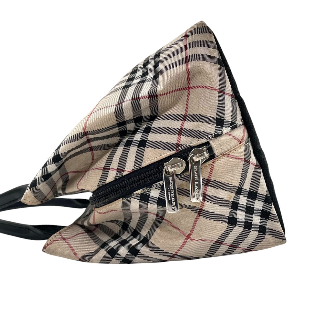 BURBERRY BLUE LABEL バーバリーブルーレーベル ハンドバッグ トートバッグ ノバチェック ナイロンキャンバス レザー ベージュ ブラック レディース ミニトート コンパクト クラシック エレガント デイリーユース クリーニング済み s43