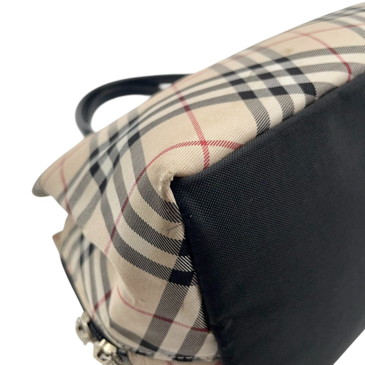 BURBERRY BLUE LABEL バーバリーブルーレーベル ハンドバッグ トートバッグ ノバチェック ナイロンキャンバス レザー ベージュ ブラック レディース ミニトート コンパクト クラシック エレガント デイリーユース クリーニング済み s43