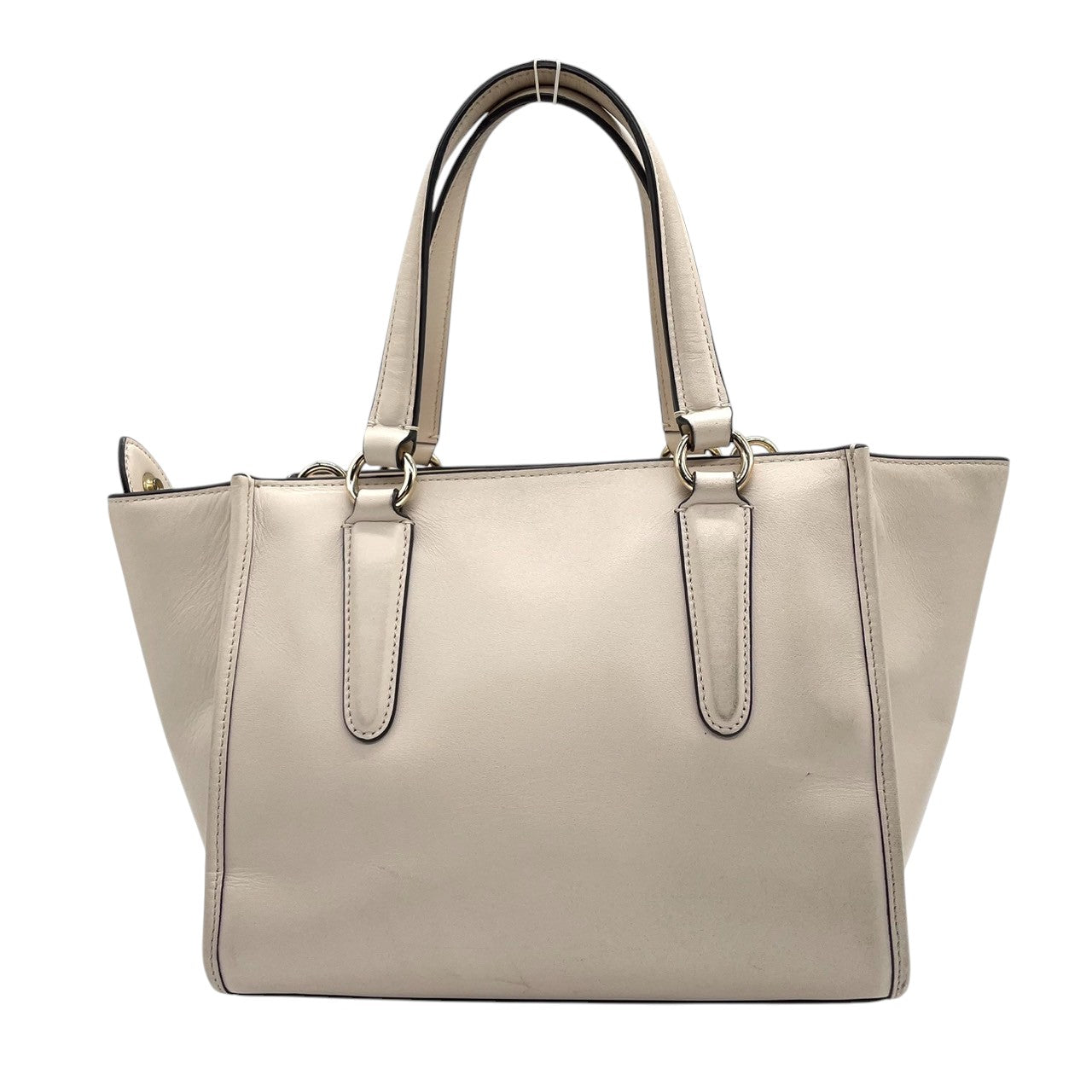 COACH コーチ 2WAYバッグ 37703 チャーリーキャリーオール ハンドバッグ ショルダーバッグ レザー アイボリー ティーローズ フラワー スタッズ レディース 斜め掛け可 フェミニン エレガント デイリーユース 人気モデル クリーニング済み s38