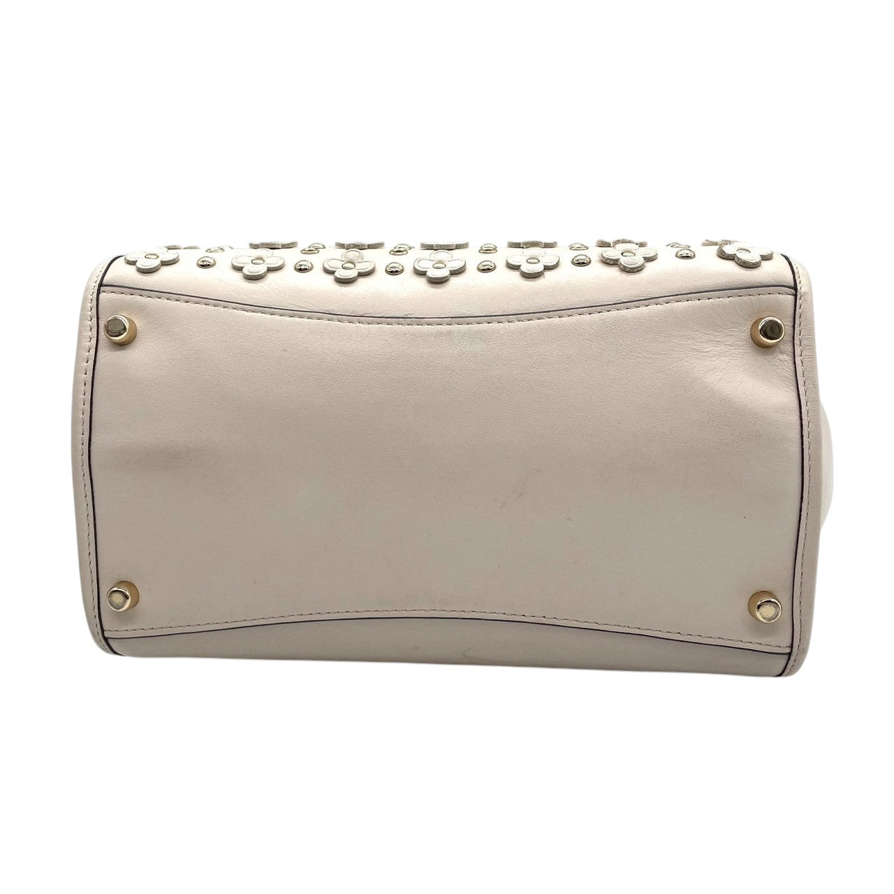 COACH コーチ 2WAYバッグ 37703 チャーリーキャリーオール ハンドバッグ ショルダーバッグ レザー アイボリー ティーローズ フラワー スタッズ レディース 斜め掛け可 フェミニン エレガント デイリーユース 人気モデル クリーニング済み s38