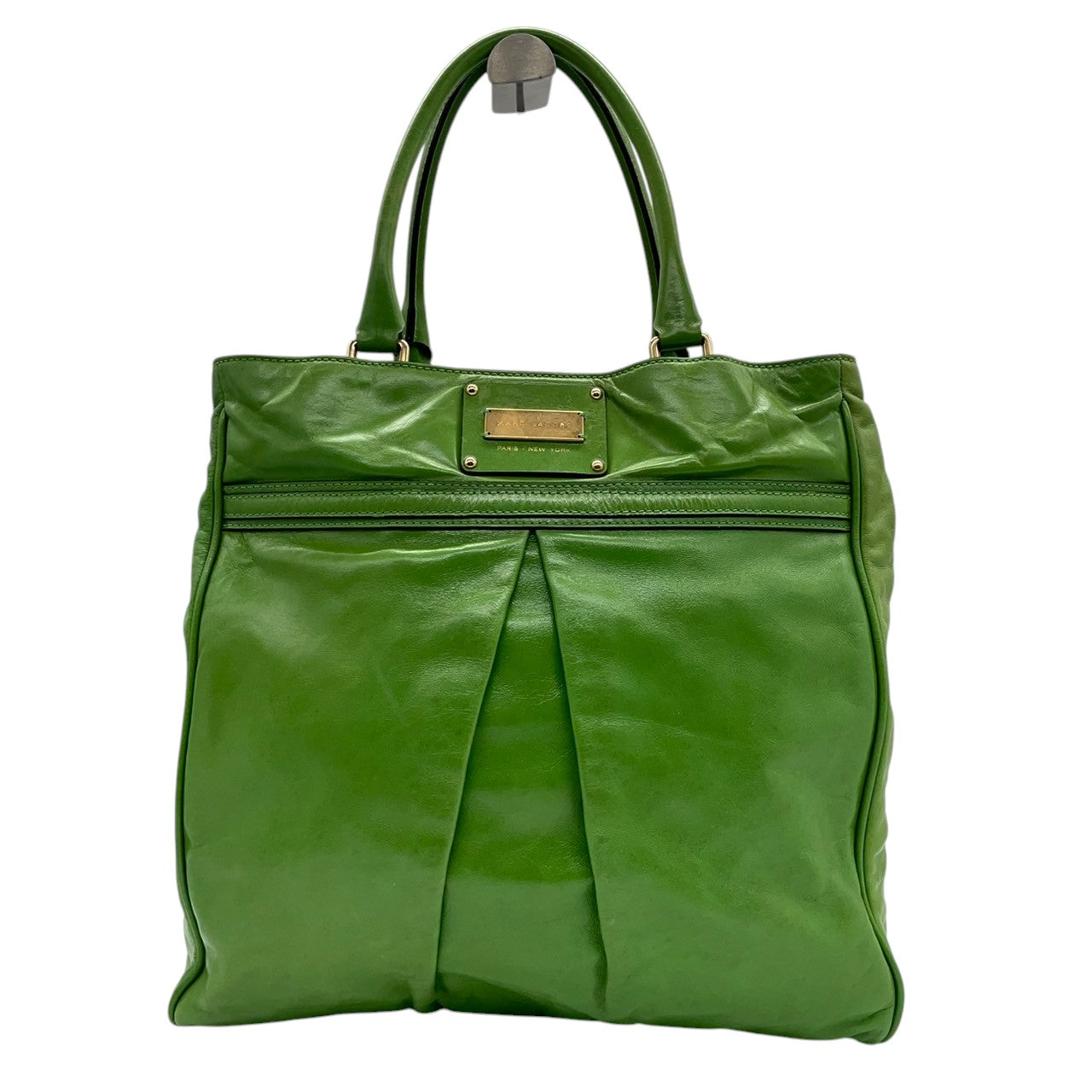 MARC JACOBS マークジェイコブス トートバッグ ハンドバッグ レザー グリーン レディース メンズ ユニセックス 大容量 A4収納可 肩掛け可 ワンショルダー ビジネス 通勤 通学 旅行 ビビッドカラー デザイナーズ クリーニング済み s28