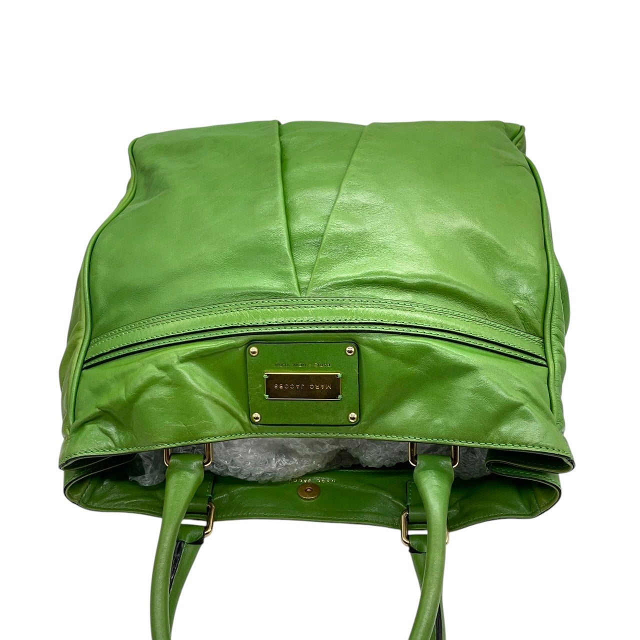 MARC JACOBS マークジェイコブス トートバッグ ハンドバッグ レザー グリーン レディース メンズ ユニセックス 大容量 A4収納可 肩掛け可 ワンショルダー ビジネス 通勤 通学 旅行 ビビッドカラー デザイナーズ クリーニング済み s28