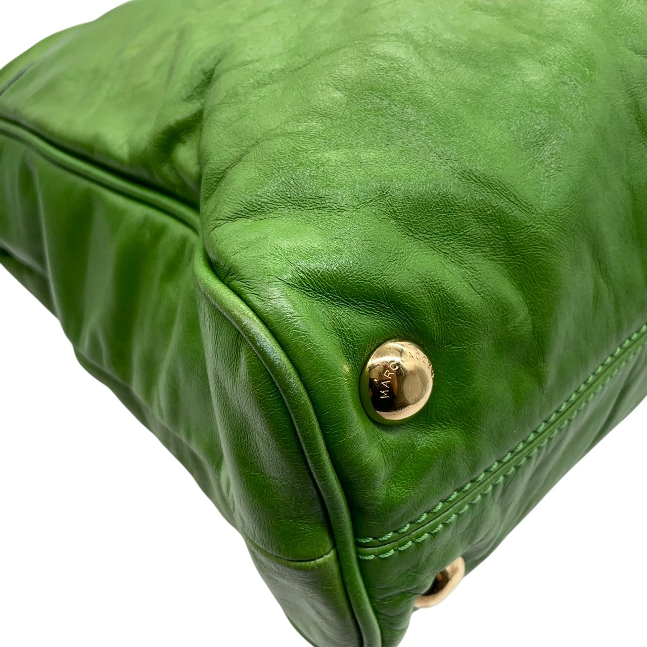 MARC JACOBS マークジェイコブス トートバッグ ハンドバッグ レザー グリーン レディース メンズ ユニセックス 大容量 A4収納可 肩掛け可 ワンショルダー ビジネス 通勤 通学 旅行 ビビッドカラー デザイナーズ クリーニング済み s28